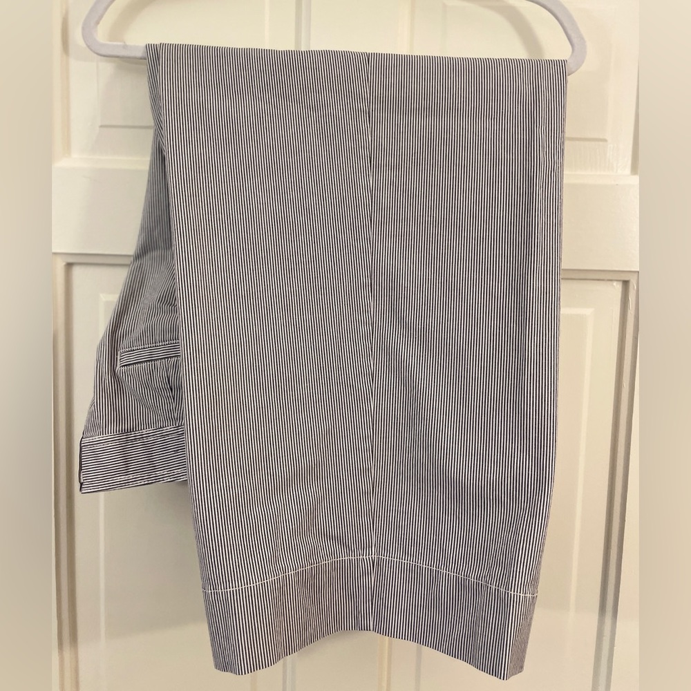 Talbots Wide Leg Cropped Chino in blue and white stripe